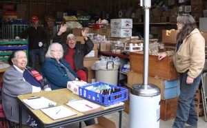 Food Bank volunteers; Delores Williams, Frances Morden, W. Jake Price and Tamara Morden on the far right.