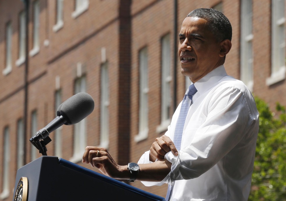 President Obama spoke today about his climate agenda at Georgetown University (Larry Downing/Reuters)