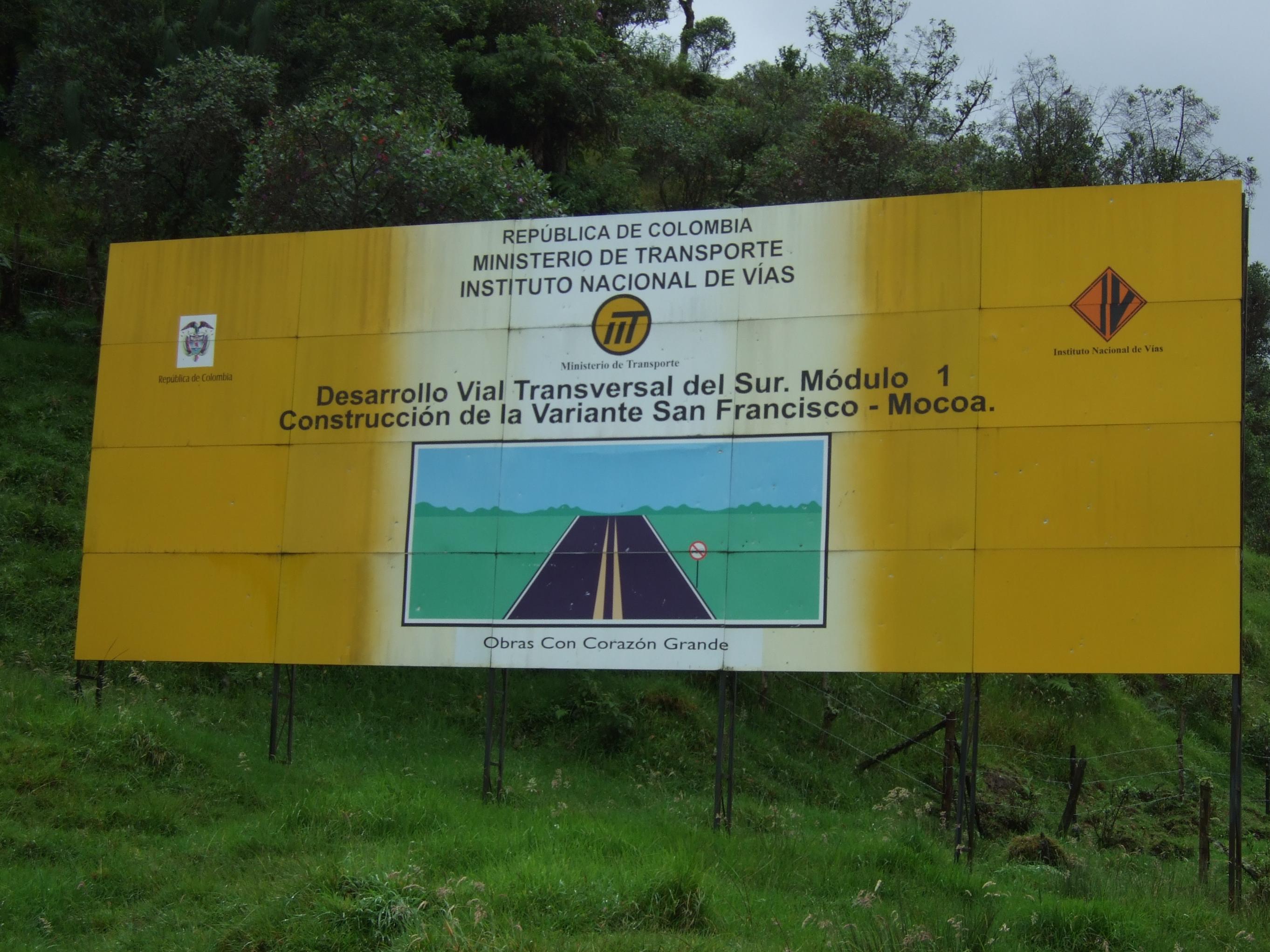 A sign announces the construction project