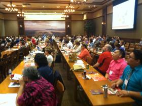 More than 350 people attend the summit at the Sanford Center in Sioux Falls to discuss American Indian health research.Credit Kealey Bultena / SDPB