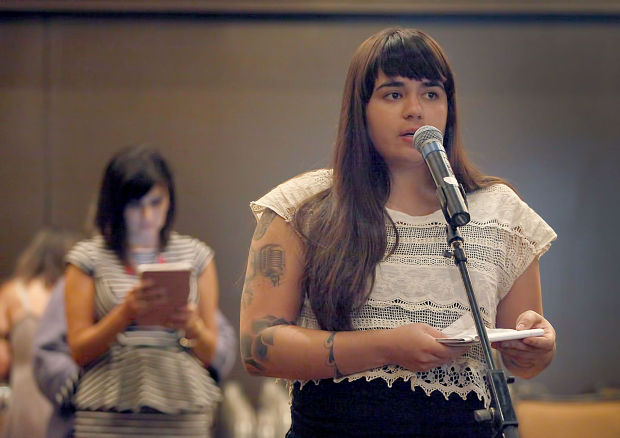 Maura Sullivan, secretary for the Central Band of Chumash Nation, speaks about the proposed changes to federal acknowledgment regulations for Native American tribes Thursday in Solvang.