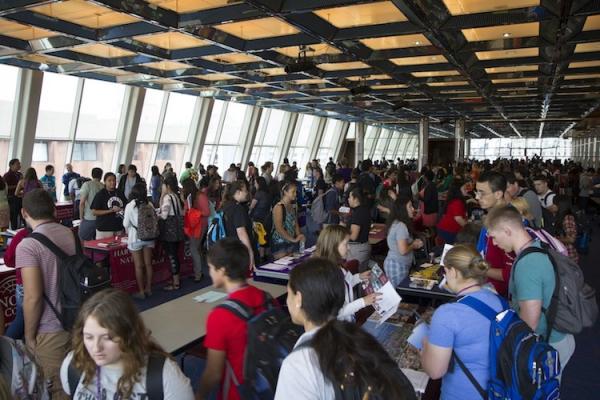 Hillary AbeOne hundred College Horizons students mingle at the college fair with over 40 institutions represented