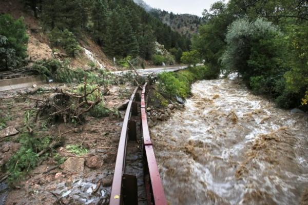 Brennan Linsley/Associated PressThe raging floodwaters of Boulder Creek, at the base of Boulder Canyon, on Friday September 13.