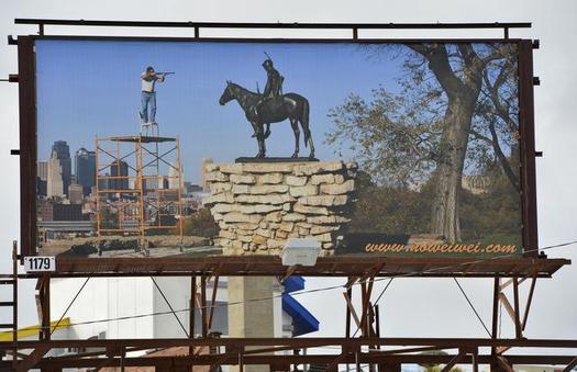  JILL TOYOSHIBA | The Kansas City Star The billboard at 19th Street and Baltimore Avenue has come down.