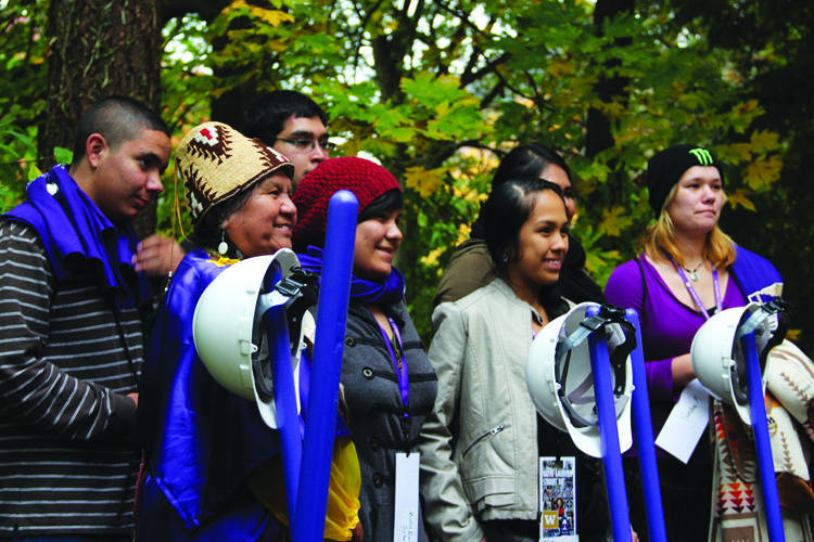 Native students and faculty at the University of Washington celebrated the October 25th groundbreaking of the new longhouse.Photo/Andrew Gobin, Tulalip News