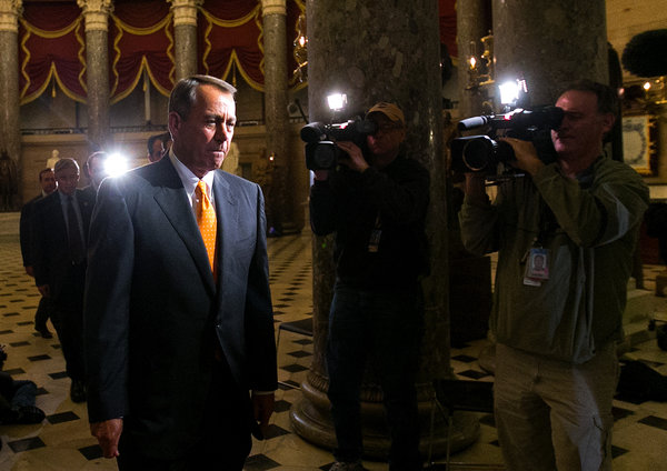 Doug Mills/The New York TimesSpeaker John A. Boehner before voting Wednesday night. He told his members to hold their heads high, go home and regroup. 