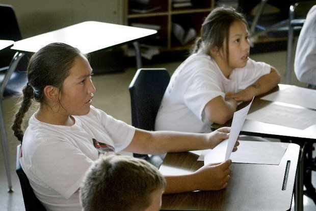 This file photo shows young people in a classroom in Siletz in 2007. (Fredrick D. Joe / The Oregonian / 2007)