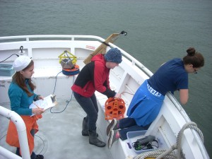 Everett Community College Ocean Research College Academy (ORCA) students collect water samples.