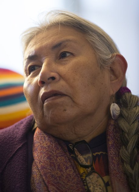 Faith Spotted Eagle sits in her home in Lake Andes, South Dakota on Monday, Feb. 10, 2014. Spotted Eagle is fighting against the proposed Keystone XL pipeline. TRAVIS HEYING — MCT