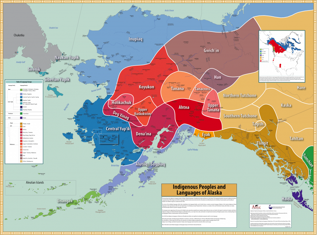 Alaska native languages map from University of Alaska FairbanksClick map to see more detail.