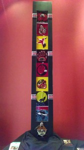 Northwest Indian College Art Classes exhibit shown at Peninsula College's Longhouse Art Gallery features a large fused glass story pole. Each panel was designed by NWIC student and reflects the Native American culture of each student. Photo/ Brandi N. Montreuil, Tulalip News