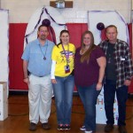 Cancer survivors (from left) David Trader, Kristin Banfield, JoDonna Withers and Dennis Ross stand in front of the “HOPE” sign at the Marysville Relay for Life kickoff on Jan. 19.