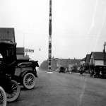 Shelton Story Pole, Wetmore & California Ave.: From 1923 to 1929 a 60-foot American Indian story pole stood right in the middle of this intersection. The pole became a problem for fire engines, which had trouble getting around it. Photo courtesy of the Everett Public Library