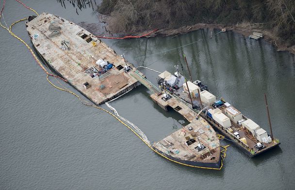 he Davy Crockett, scrapped illegally in the Columbia River, cost $22 million to clean up, plus its owner will serve a federal prison term. Photo: Steven Lane, The (Vancouver) Columbian