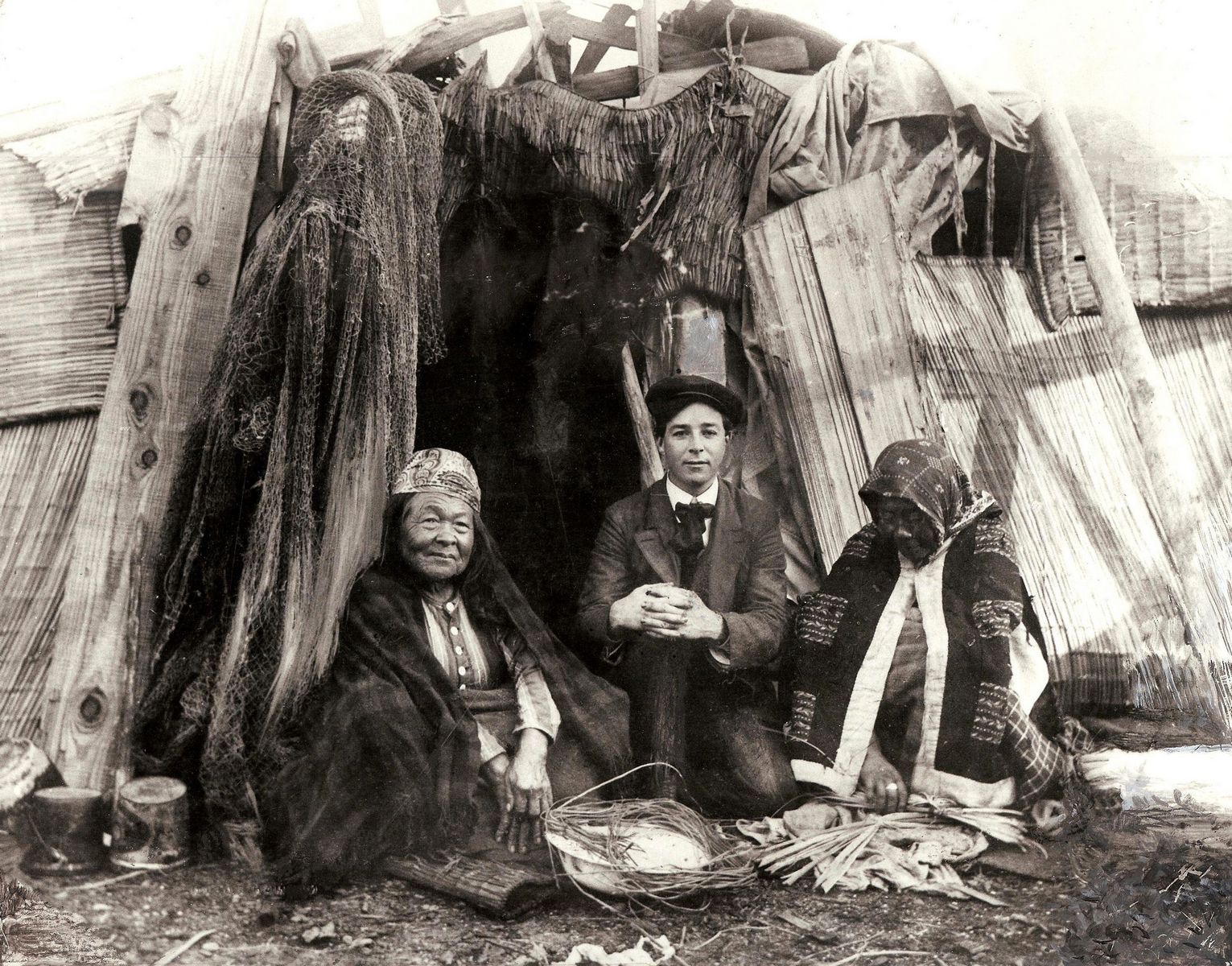 Everett Public Library Northwest History RoomEverett photographer Norman Edson made this picture of himself with two Tulalip elders in 1905.