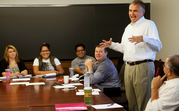 Emily Rasinski for The New York TimesDavid A. Patterson with students at Washington University in St. Louis. 