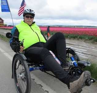 submitted photoKit Wennersten, of Marysville, takes a practice ride in Skagit Valley before embarking today on a cross-country trip to raise money to help veterans.