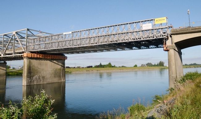 Scott Terrell / Skagit Valley HeraldThe temporary span portion of the I-5 bridge over the Skagit River is shown Monday.