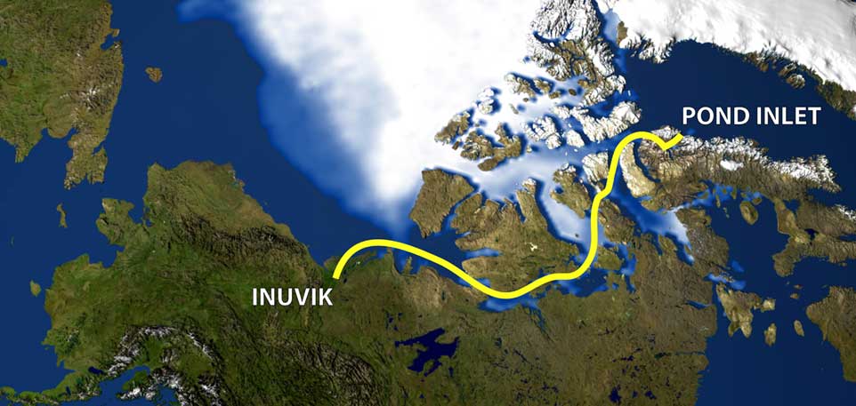 The route of the Arctic Joule through the Northwest Passage