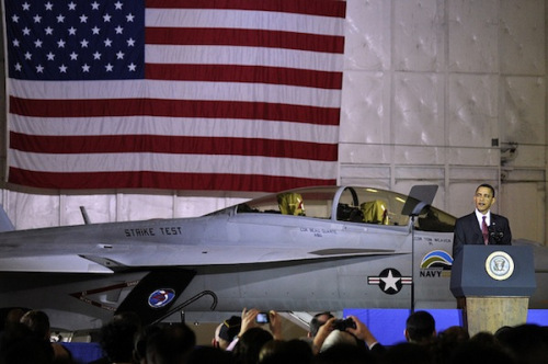 U.S. President Barack Obama with the Navy’s F/A-18 Green Hornet. Photo: Official U.S. Navy Imagery/ CC by 2.0