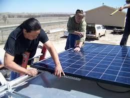 Students and instructors at Oglala Lakota College designed, connected and built a mobile solar energy system over the course of two days. | Photo courtesy of Oglala Lakota College.<br /><br />

