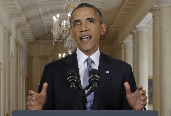  REUTERSPresident Barack Obama addresses the nation about the situation in Syria from the East Room at the White House in Washington on Tuesday night.