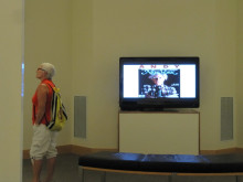 April Baer / Oregon Public BroadcastingSue Petersen of Pendleton was among those who came early on opening night to check out the exhibition.