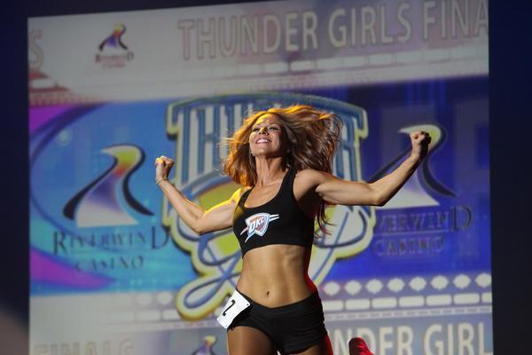TheAdaNews.comKatie Callaway, of Oklahoma City, during her audition for the NBA's Oklahoma City Thunder Girls