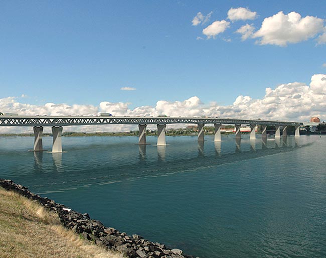 An artist's rendition of the proposed 1-5 bridge over the Columbia River.Columbia River CrossingSource: nwNewsNetwork.org
