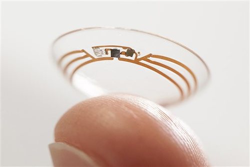 Google contact lens could be option for diabetics This undated photo released by Google shows a contact lens Google is testing to explore tear glucose. After years of scalding soldering hair-thin wires to miniaturize electronics, Brian Otis, Google X project lead, has burned his fingertips so often that he can no longer feel the tiny chips he made from scratch in Google’s Silicon Valley headquarters, a small price to pay for what he says is the smallest wireless glucose sensor that has ever been made. (AP Photo/Google)
