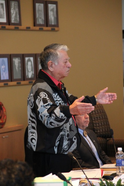 Newly Elected Chairman of the Tulalip Tribes, Herman Williams, accepting his place on council.