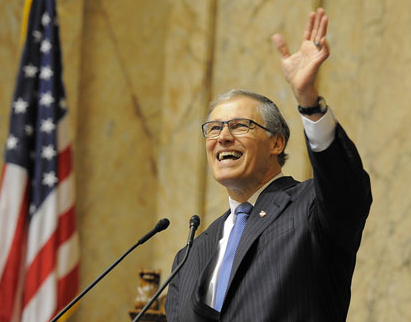 Washington Gov. Jay Inslee at the State of the State address in January. Flickr/Jay Inslee.