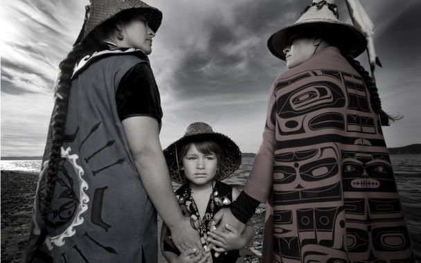 Matika wilburSome of Wilbur’s Project 562 portrait subjects live closer to home, such as sisters Darkfeather, left, Eckos, center, and Bibiana Ancheta, from the Tulalip Tribes north of Seattle. Wilbur is also a Tulalip member.