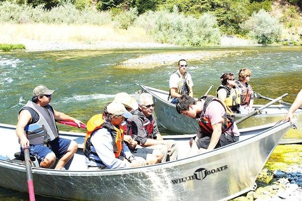 Courtesy Hoopa Valley TribeChairperson Danielle Vigil-Masten and Tribal Council members took Bureau of Reclamation officials and Supervisor Ryan Sundberg on a boat down the Trinity River in Hoopa.