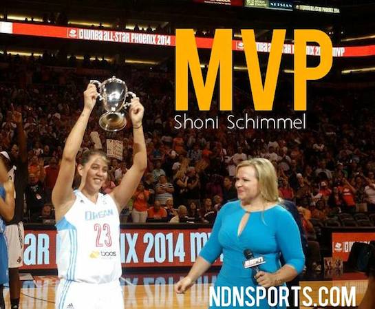 Shoni Schimmel was named Most Valuable Player at the WNBA All-Star game last month. Image from NDNSports.Com