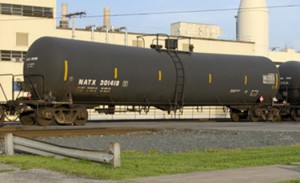 PHOTO: Eleven oil-by-rail projects have been proposed for the Northwest since 2012. This car, known as a DOT-111, is the type that carries Bakken crude oil. Photo courtesy U.S. Pipeline and Hazardous Materials Safety Administration. 