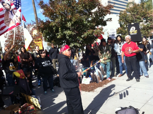 Norman “Wounded Knee” O’Deocampo addresses the protesters.
