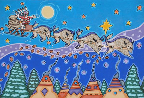 Jesse T. HummingbirdIllustration by Jesse T. Hummingbird from 'Native American Night Before Christmas'