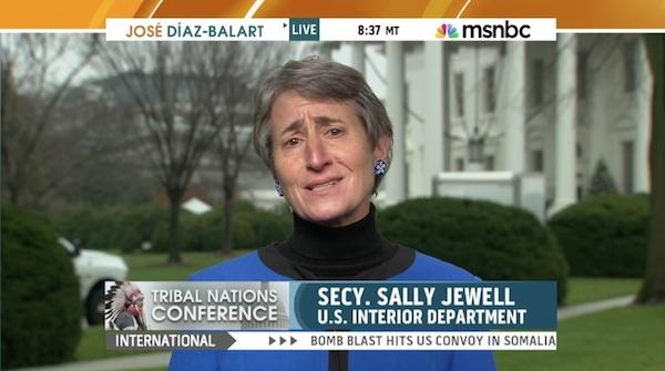 MSNBC screen shotU.S. Secretary of the Interior Sally Jewell tells MSNBC host José Díaz-Balart, 'They know their lands better than we do' when asked about the Keystone XL pipeline.