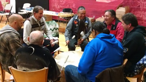 Veterans of the Tulalip community perform a song for veterans during the, Sunday, March 29, 2015, Welcome Home Vietnam Veterans Celebration held at the Tulalip Boys & Girls Club. (Tulalip News Photo/ Brandi N. Montreuil) 