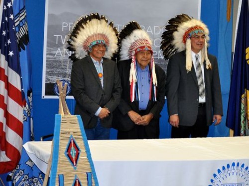 John Murray, Chief Earl Old Person and Tyson Running Wolf announced Wednesday a national campaign to cancel oil and gas leases in the Badger-Two Medicine area.(Photo: Courtesy photo)