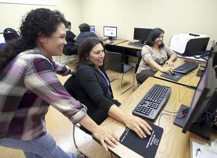 Melissa Verdin (from left), Clarice Friloux and Bette Billiot use computers Tuesday at the United Houma Nation Vocational Rehabilitation Program in Houma.
Chris Heller/Staff 