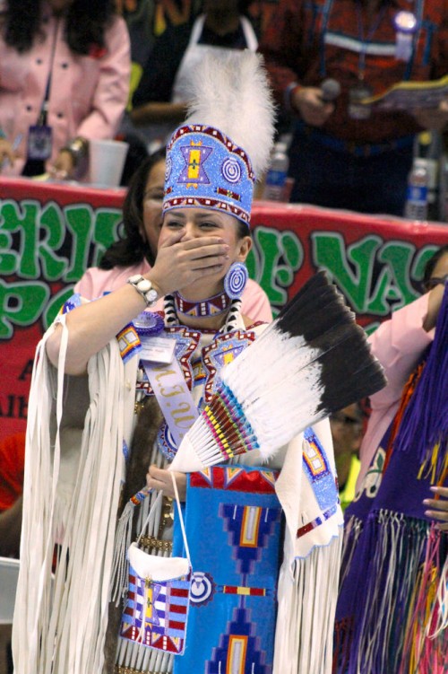 Cheyenne Brady, a 22-year-old senior at North Dakota State University, was crowned Miss Indian World at the Gathering of Nations powwow on April 25