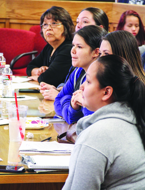 Mikaylee Pablo, the new Tulalip Youth Council female co-chair, listens as other candidates to the youth council discuss changes they would like to see happen in their community.Photo/Brandi N. Montreuil