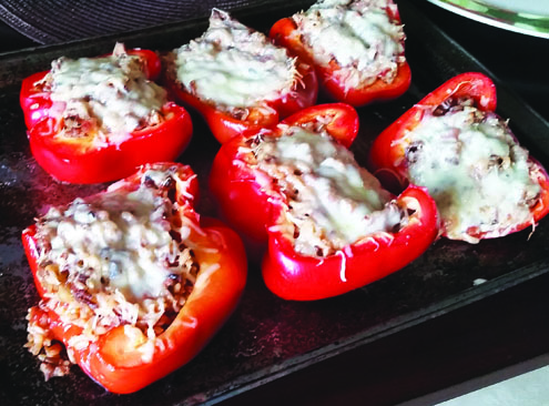 Grilled stuffed red bell peppers Photo/Niki Cleary