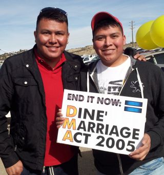 Photo by Jerry Archuleta courtesy of Alray NelsonAlray Nelson, left, and his partner, Brennen Yonnie, are leading the fight to get the Navajo Nation to recognize gay marriage.