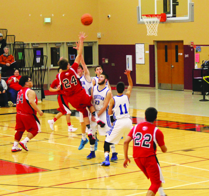 Tulalip Heritage Hawks vs. Mt. Vernon Christian Hurricanes in the second round game of the  District 1B boys basketball tournament.  Photo/Micheal Rios